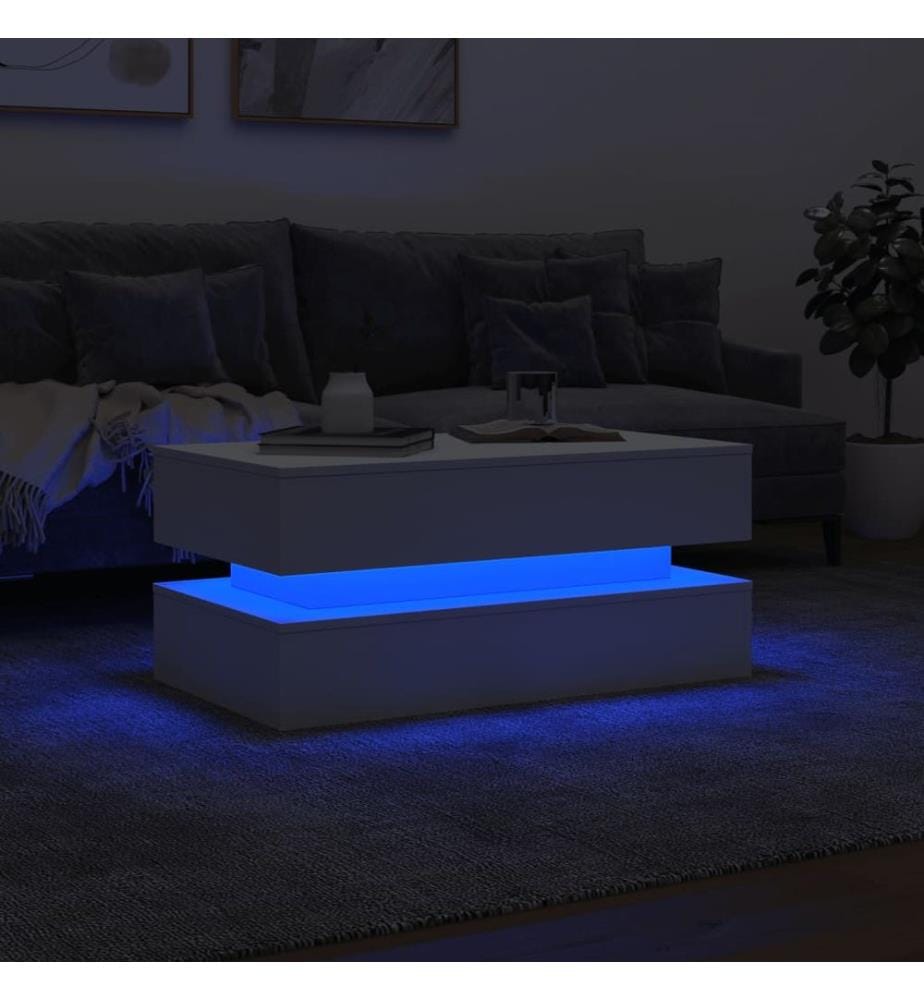Couchtisch mit LED-Leuchten Weiss 90x50x40 cm