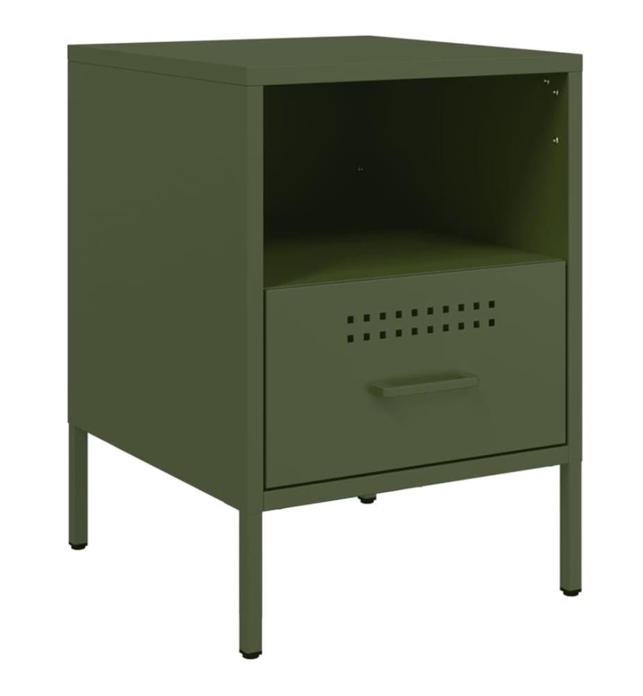 Tables de chevet 2 pcs vert olive 36x39x50,5 cm acier