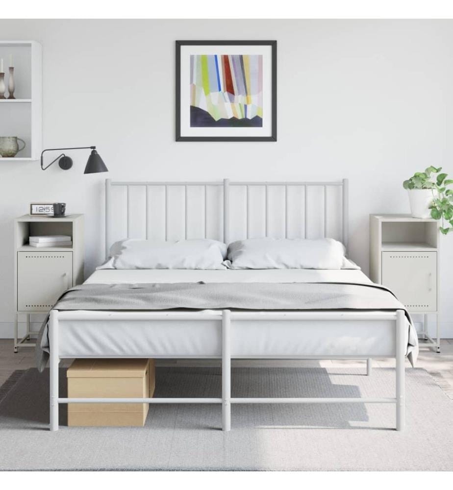 Tables de chevet 2 pcs blanc 36x39x78 cm acier