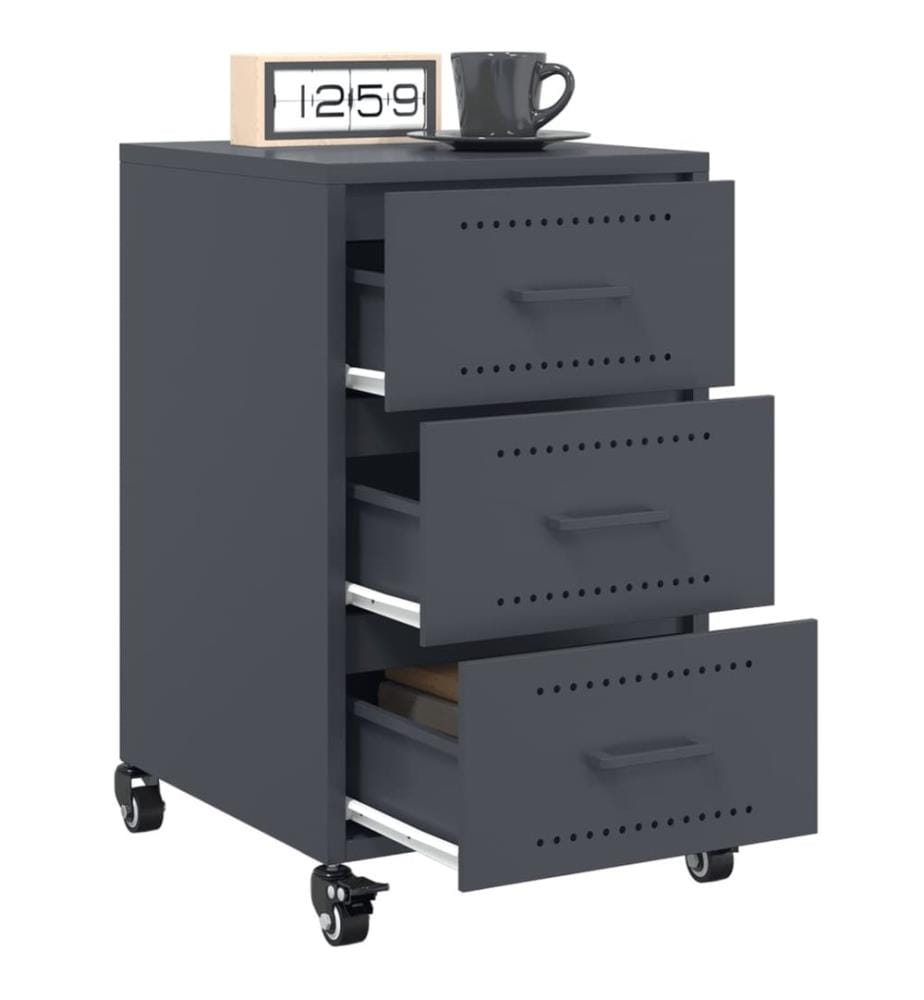 Table de chevet anthracite 36x39x59 cm acier