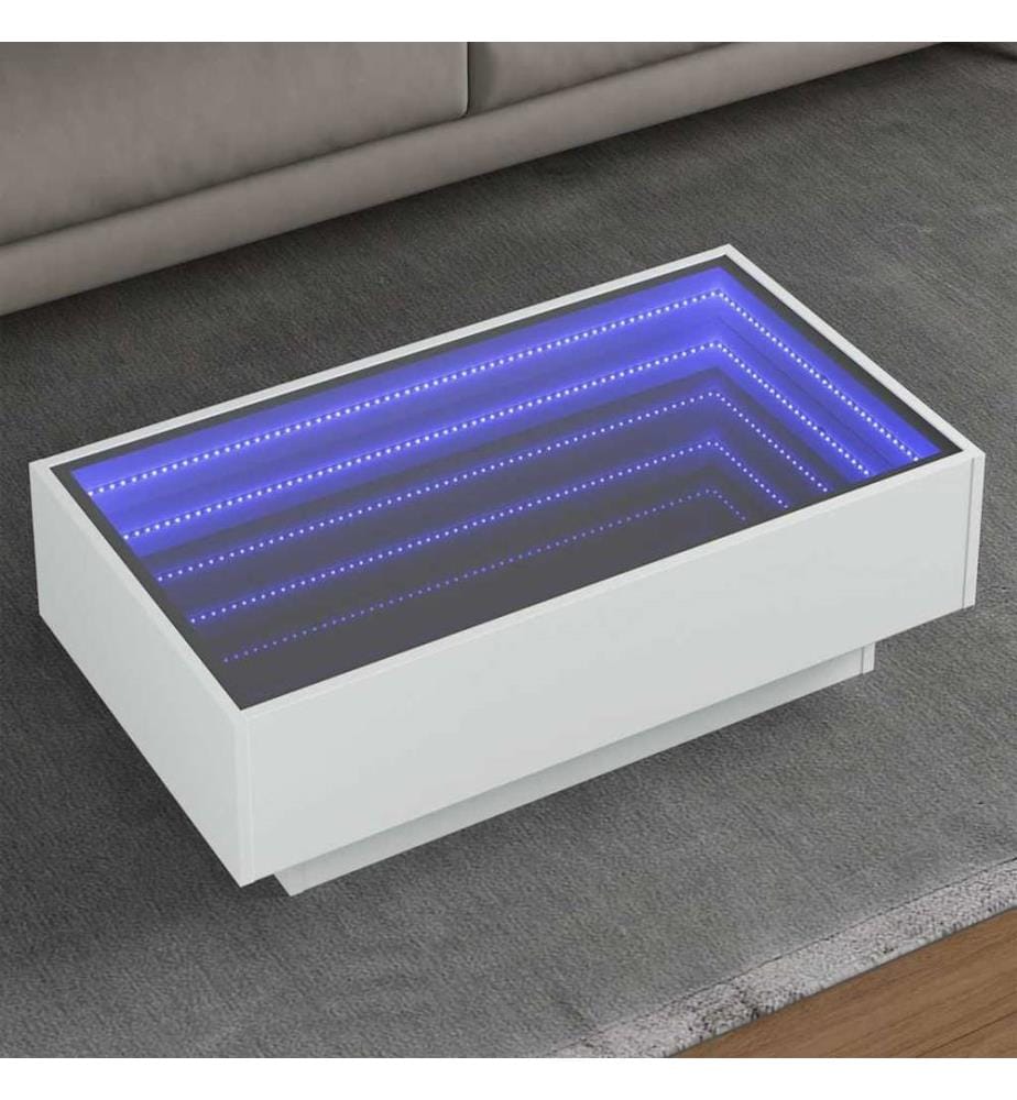 LED-Couchtisch Weiss 90x50x30 cm Holzwerkstoff