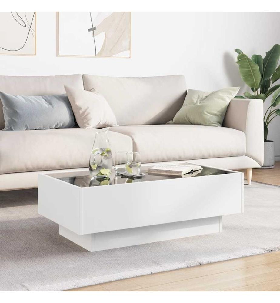 LED-Couchtisch Weiss 90x50x30 cm Holzwerkstoff