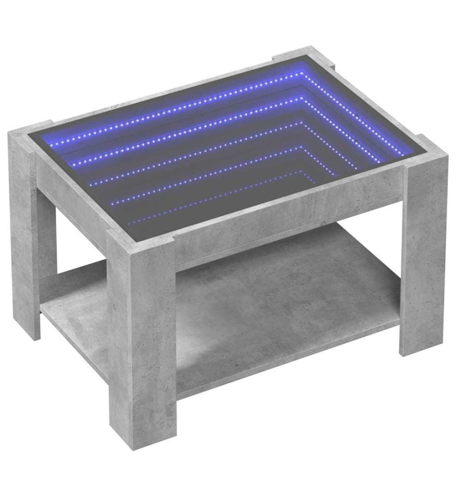 Table basse avec LED gris béton 73x53x45 cm bois d'ingénierie