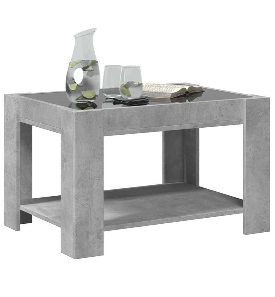 Table basse avec LED gris béton 73x53x45 cm bois d'ingénierie