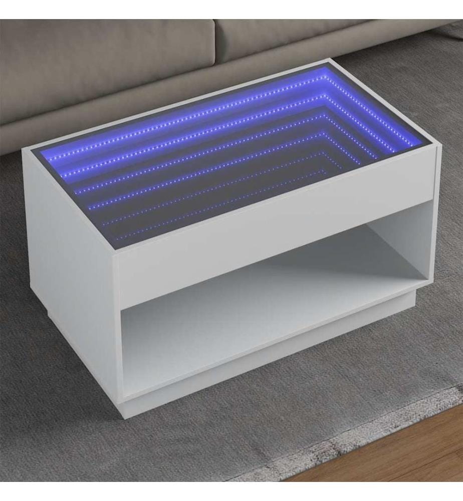Table basse avec LED infini blanc 90x50x50 cm