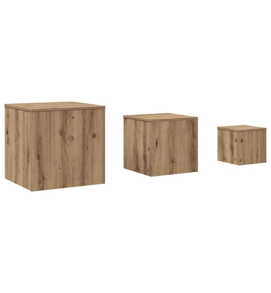 Tables d'appoint 3 pcs vieux bois bois d'ingénierie
