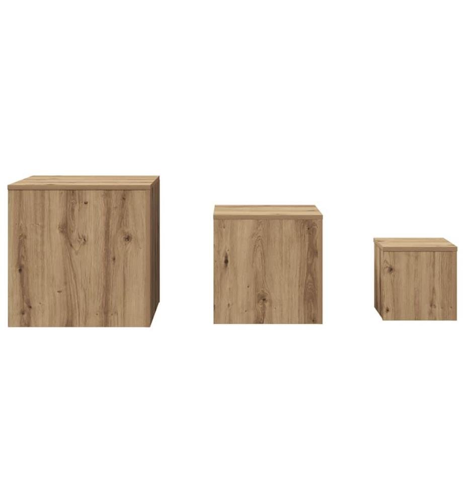 Tables d'appoint 3 pcs vieux bois bois d'ingénierie