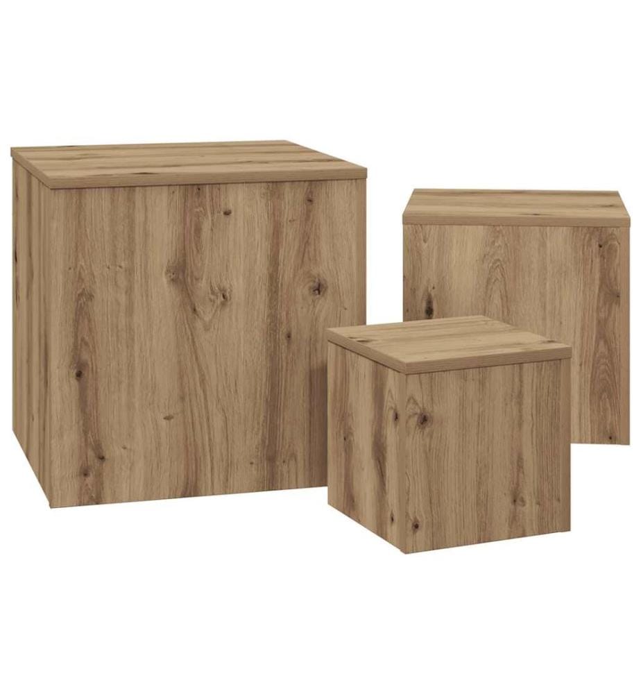 Tables d'appoint 3 pcs vieux bois bois d'ingénierie