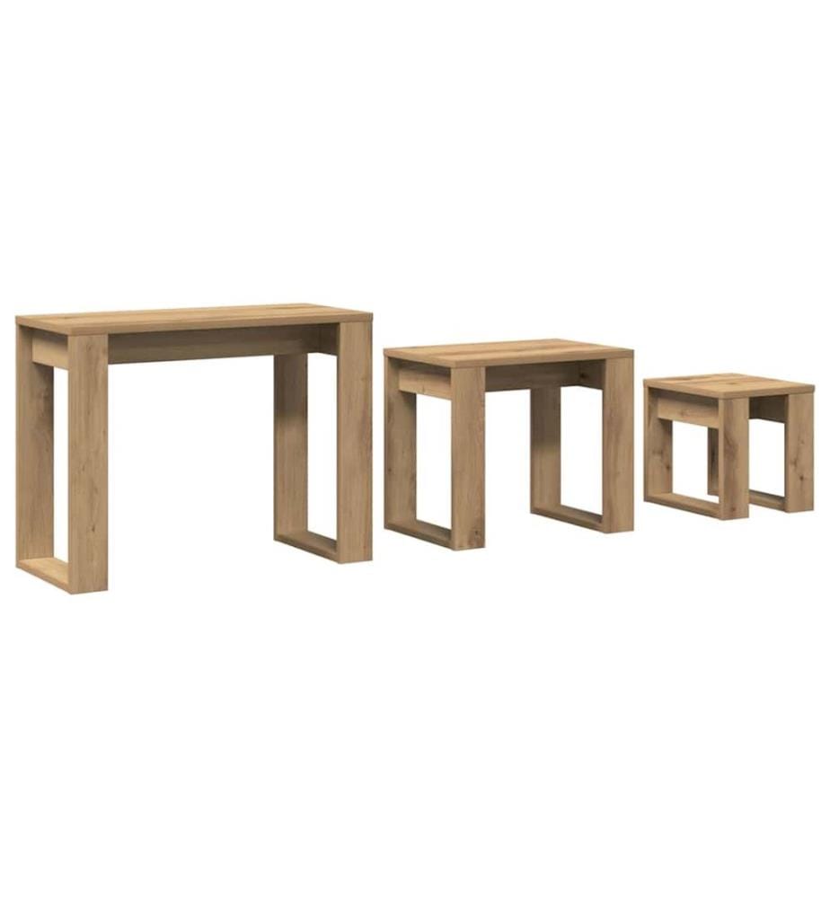 Satztische 3 Stk. Artisan-Eiche Holzwerkstoff