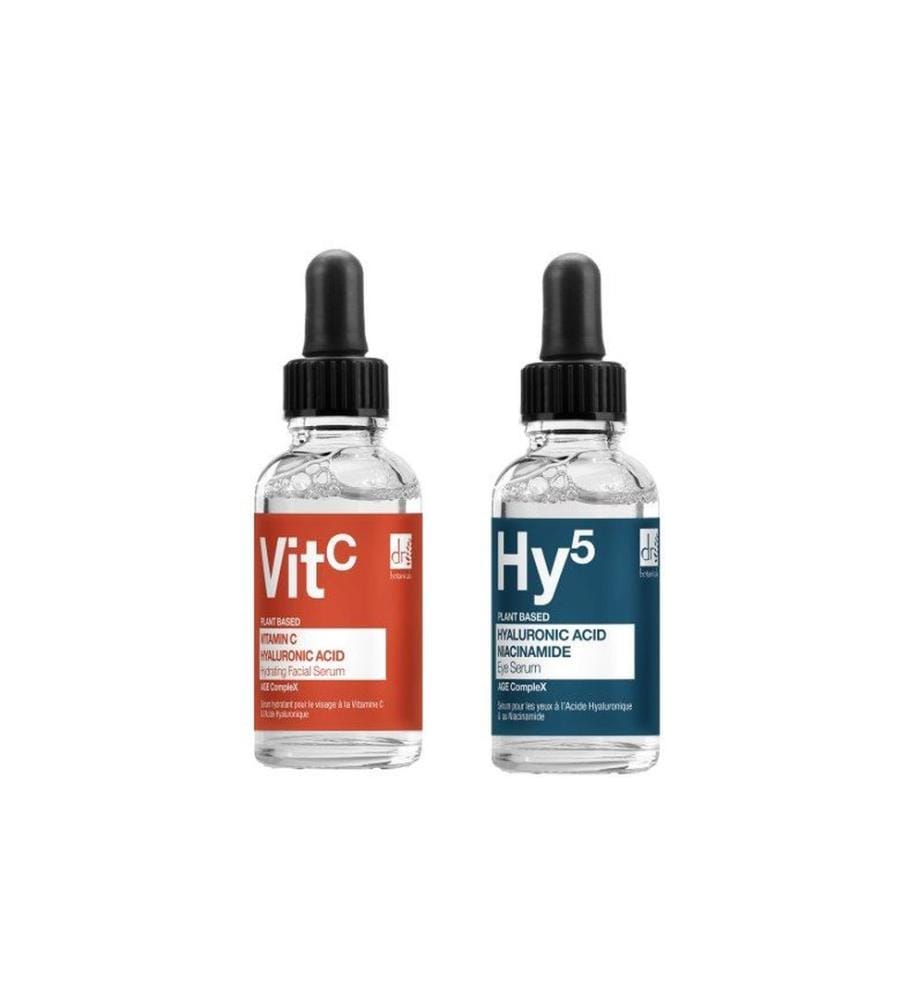 Geschenkset Anti-Aging-Gesichtsserum Vitamin C & Hyaluronsäure 30 ml + Anti-Aging-Augenkonturenserum Hyaluronsäure & Niacinamid 15 ml