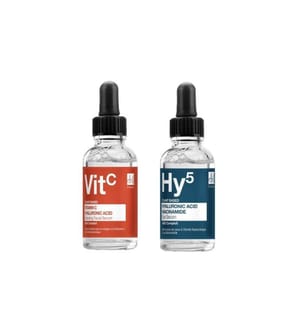 Geschenkset Anti-Aging-Gesichtsserum Vitamin C & Hyaluronsäure 30 ml + Anti-Aging-Augenkonturenserum Hyaluronsäure & Niacinamid 15 ml