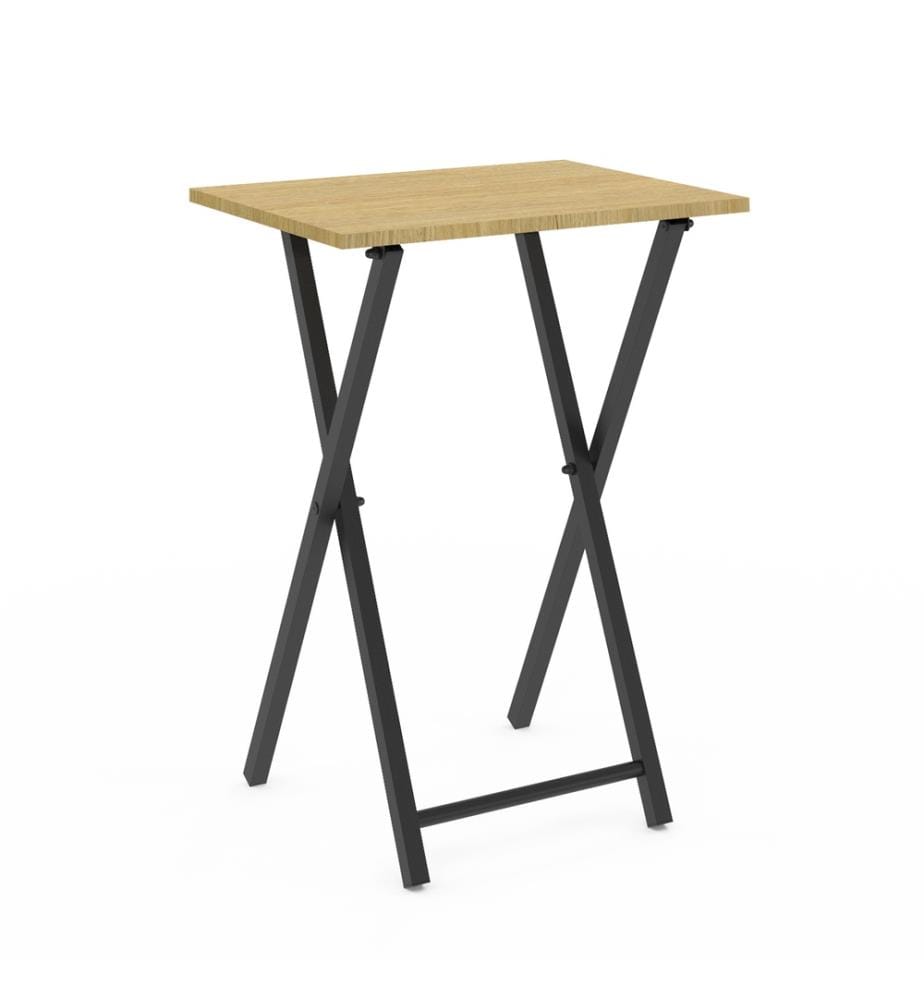 Set aus 2 klappbaren Beistelltischen Memphis - Hellbraun und Schwarz