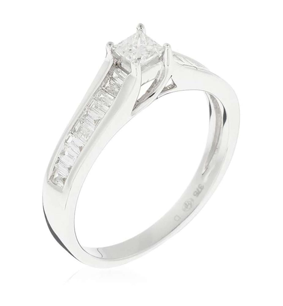 Bague Solitaire Elegant - Or Blanc 375/1000