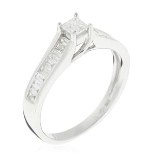Bague Solitaire Elegant - Or Blanc 375/1000