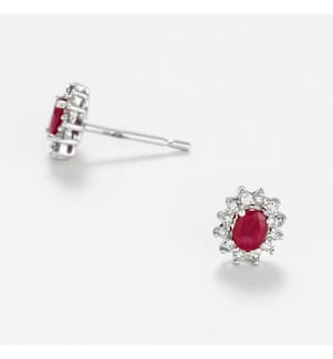 Boucle d'Oreilles Etoile Rubi - Or Blanc 375/1000