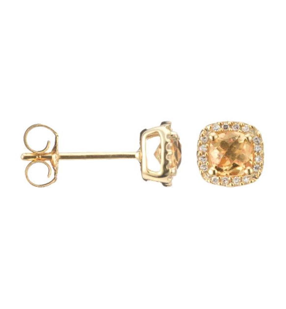 Popi Coussin Citrine Earrings - Yellow Gold 375/1000
