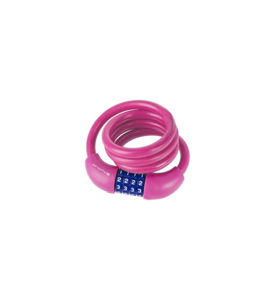 M-WAVE - Cadenas à combinaison à câble spiralé en silicone DS 12.10, rose