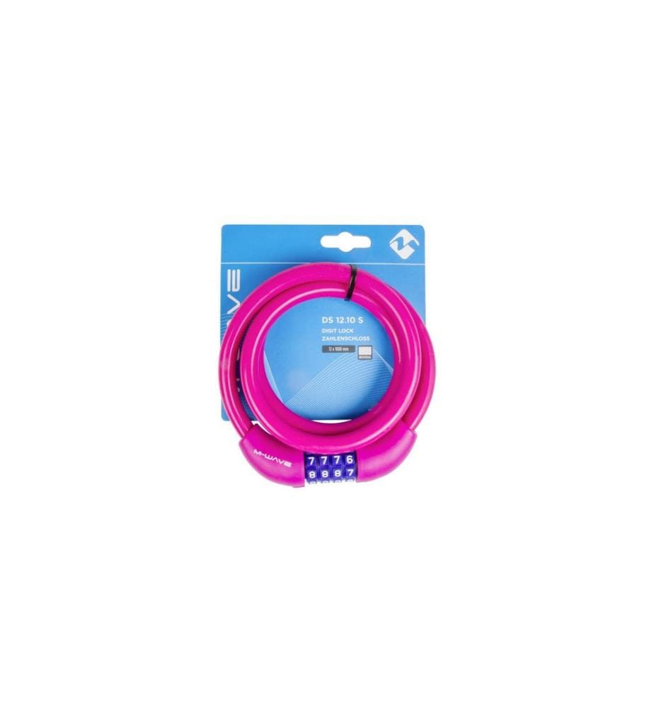 M-WAVE - Cadenas à combinaison à câble spiralé en silicone DS 12.10, rose
