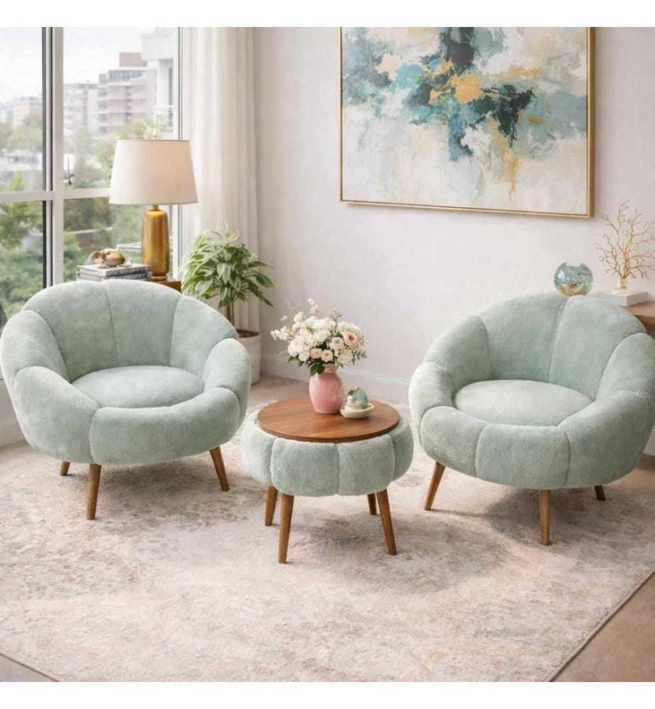 Ensemble 3 pièces chaise Wing et table basse Lida - Vert