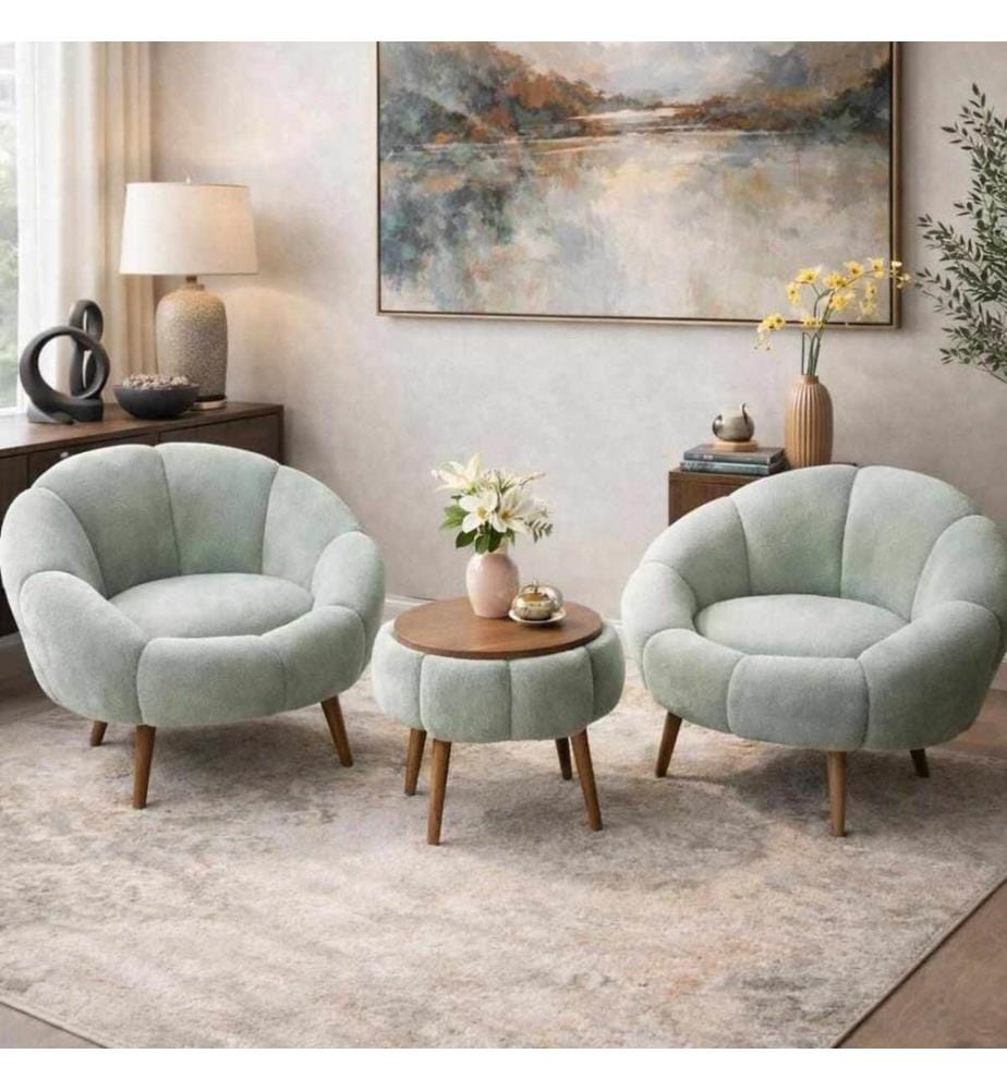 Ensemble 3 pièces chaise Wing et table basse Lida - Vert