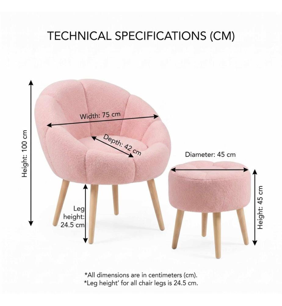 2-teiliges Set aus Stuhl Wing und Hocker Lida - Rosa
