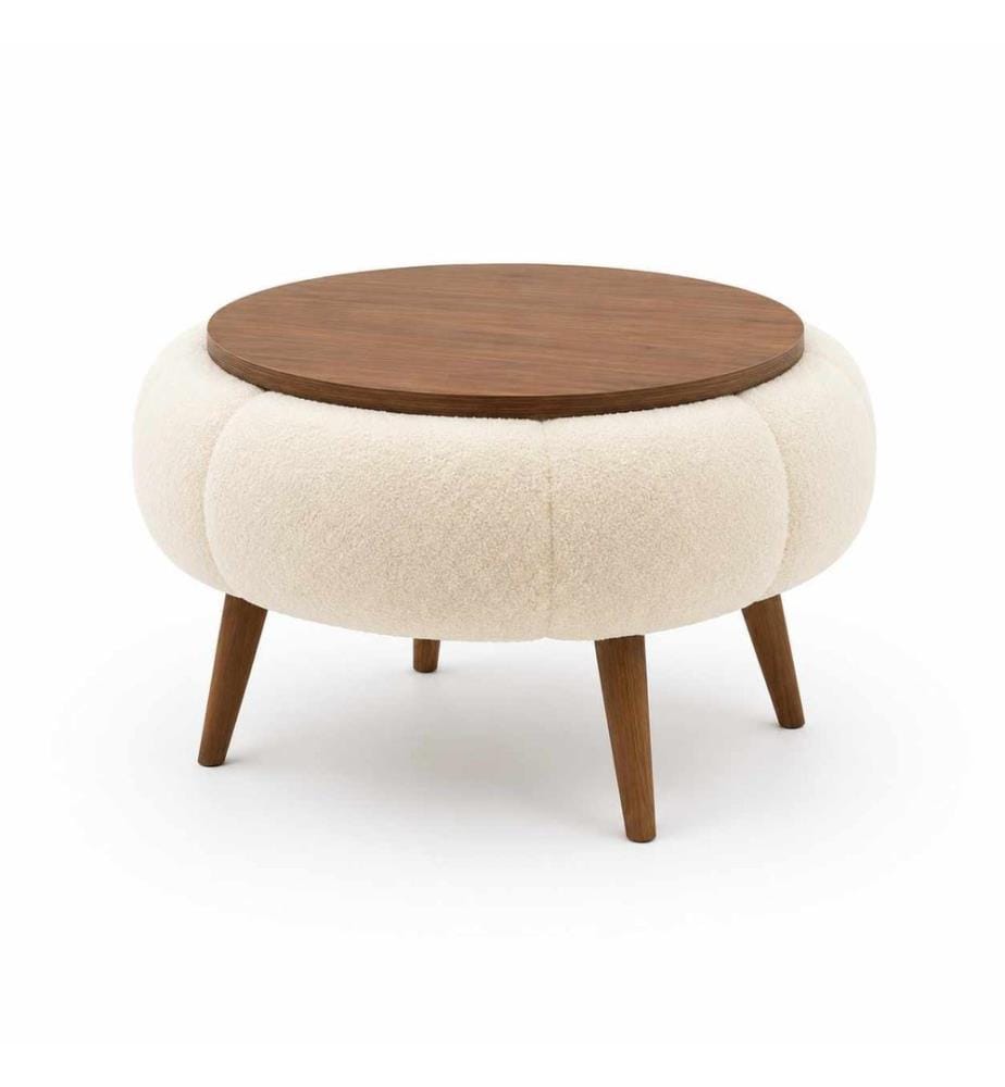 Couchtisch Papatya - Creme und Nussbaum