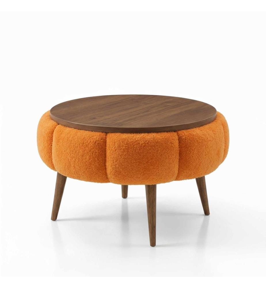 Couchtisch Papatya - Orange und Nussbaum