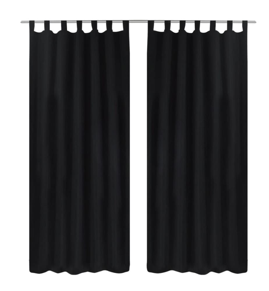 Vorhänge Gardinen aus Satin 2-teilig  140 x 225 cm Schwarz