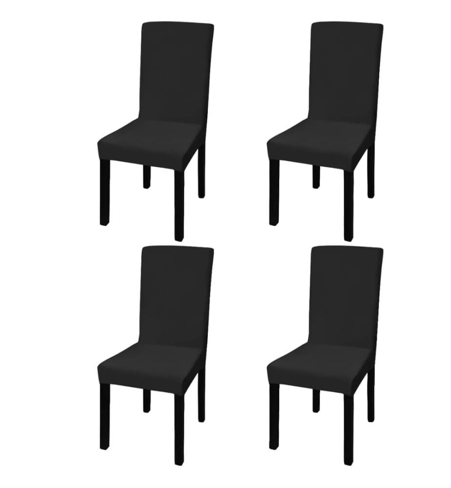 Housse de chaise droite extensible 4 pcs noir