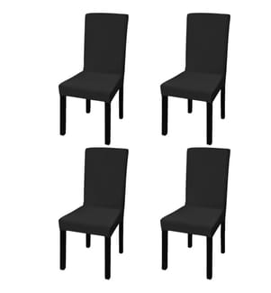 Housse de chaise droite extensible 4 pcs noir