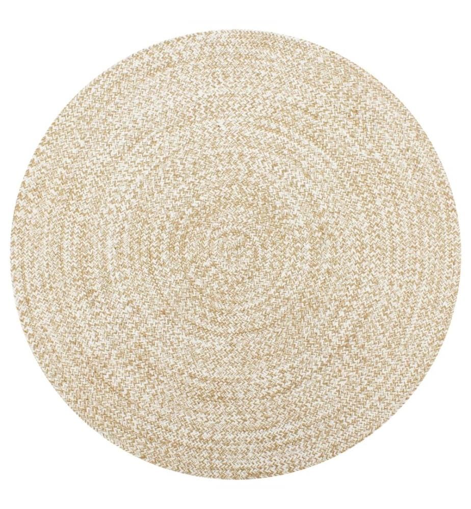 Tapis fait à la main Jute Blanc et naturel 120 cm