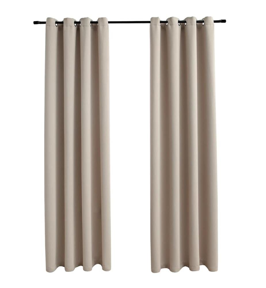 Verdunkelungsvorhänge mit Metallösen 2 Stk. Beige 140x225 cm