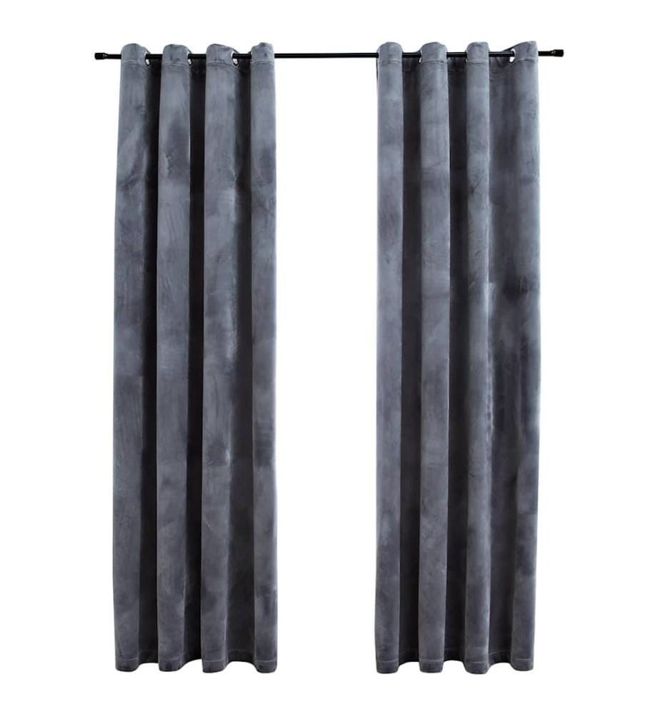 Verdunkelungsvorhänge mit Ösen 2 Stk. Samt Anthrazit 140x225 cm