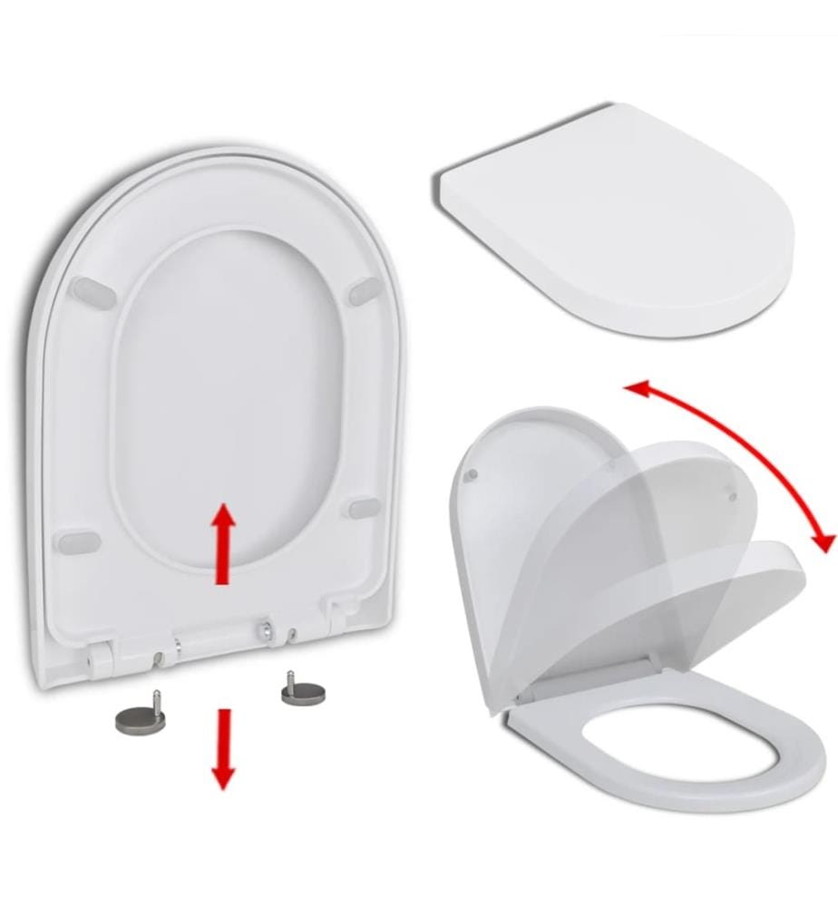 Toilettensitz mit Absenkautomatik und Quick-Release Weiss Eckig