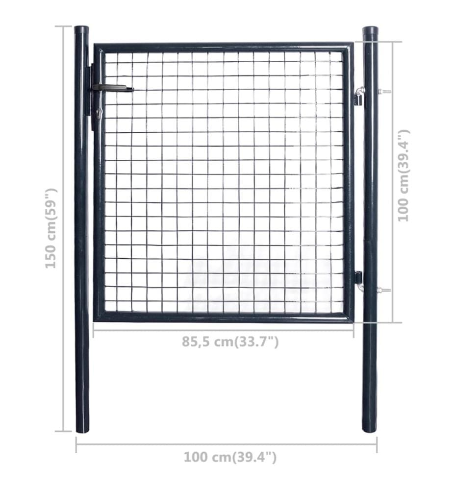 Gitter-Gartentor Verzinkter Stahl 100 x 100 cm Grau