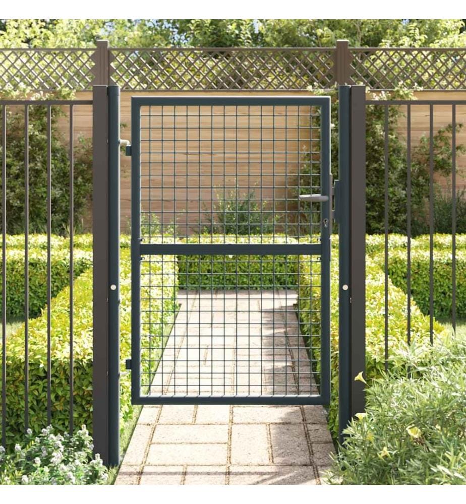 Gitter-Gartentor Verzinkter Stahl 100 x 125 cm Grau