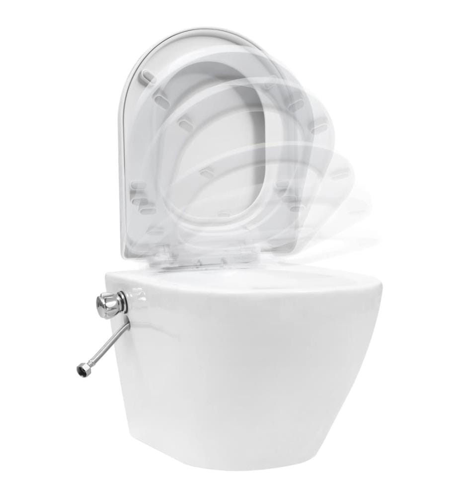 Wand-WC ohne Spülrand mit Bidet-Funktion Keramik Weiss