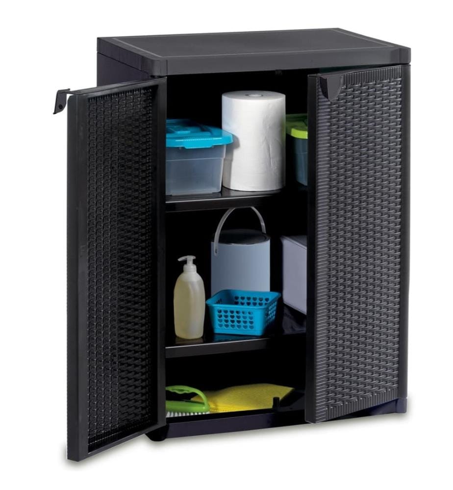Gartenschrank Schwarz 65x45x88 cm PP Rattan-Optik
