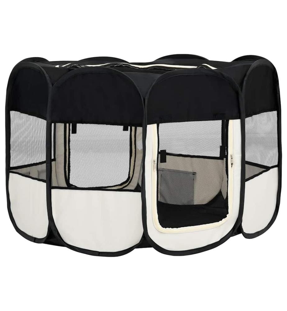 Parc pliable pour chien avec sac de transport Noir 125x125x61cm