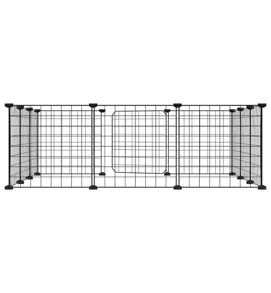 12-Panel-Haustierkäfig mit Tür Schwarz 35x35 cm Stahl