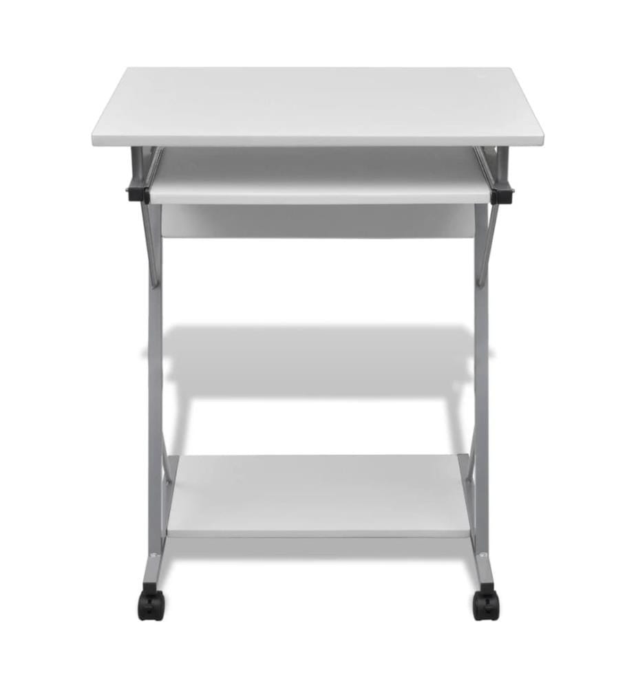 Bureau d'ordinateur compact avec plateau à clavier Blanc