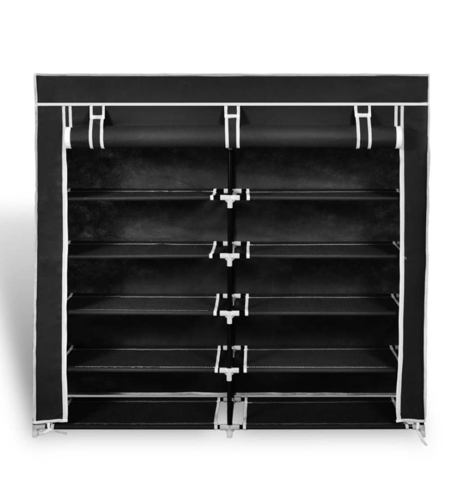 Stoff Schuhschrank mit Abdeckung 115 x 28 x 110 cm Schwarz
