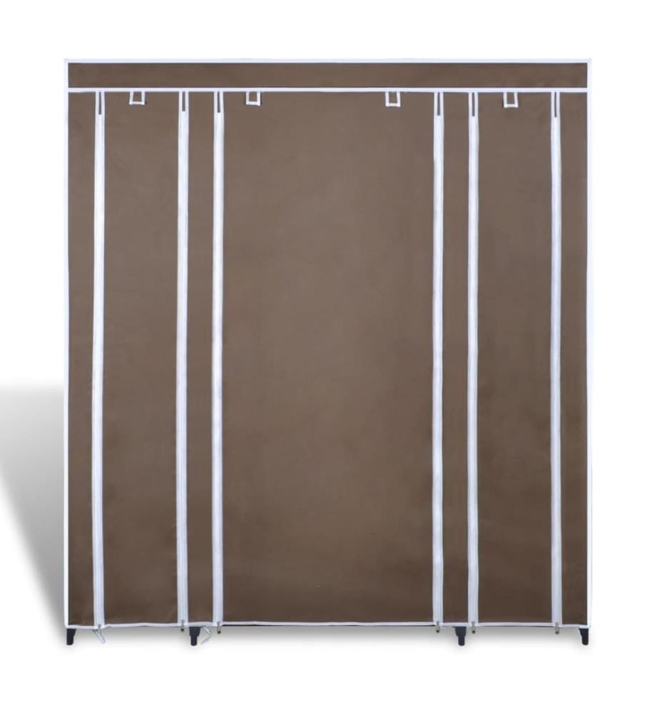 Stoffschrank mit Fächern und Stangen 45×150×176 cm Braun