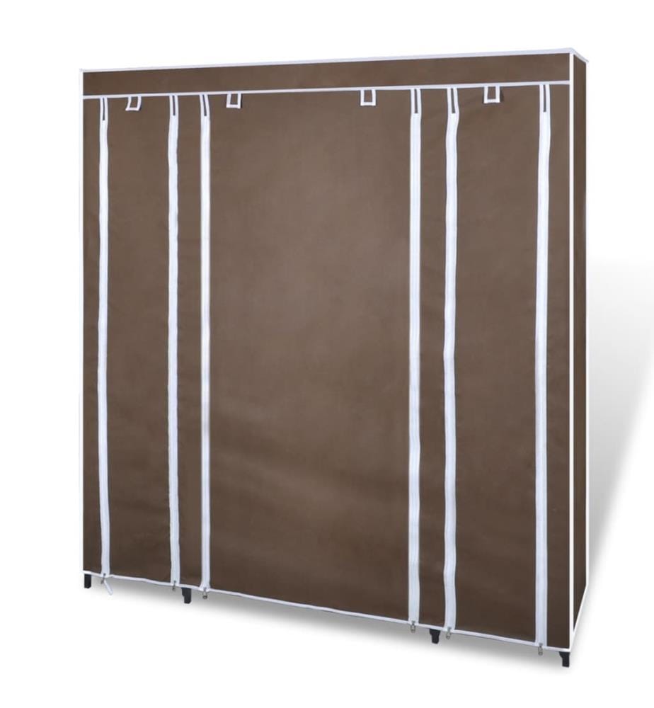 Stoffschrank mit Fächern und Stangen 45×150×176 cm Braun