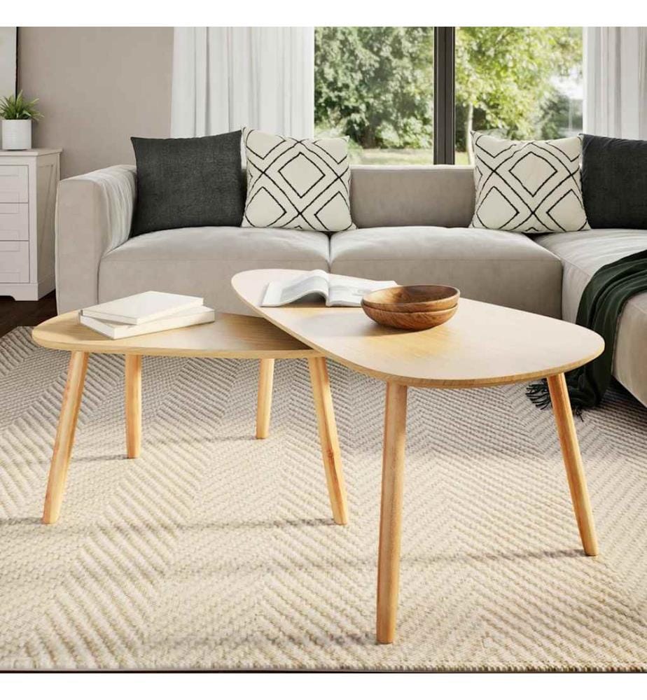 Ensemble de tables basses 2 pcs Bois de pin massif Marron