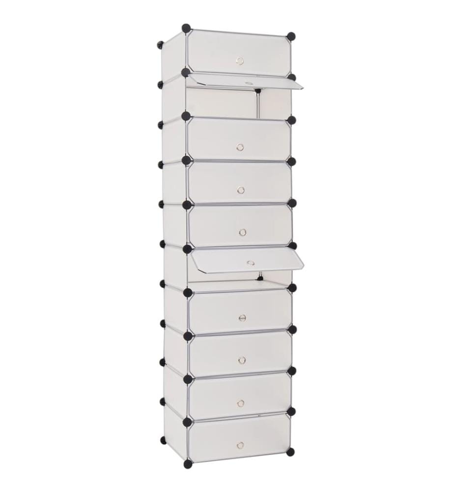 Schuh-Organizer Zusammenklappbar mit 10 Fächern Weiss