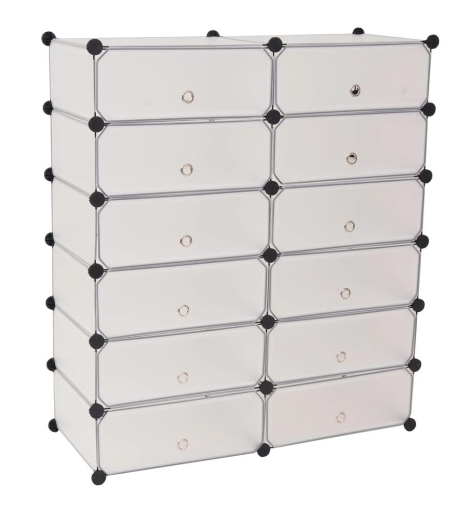 Schuh-Organizer Zusammenklappbar mit 12 Fächern Weiss