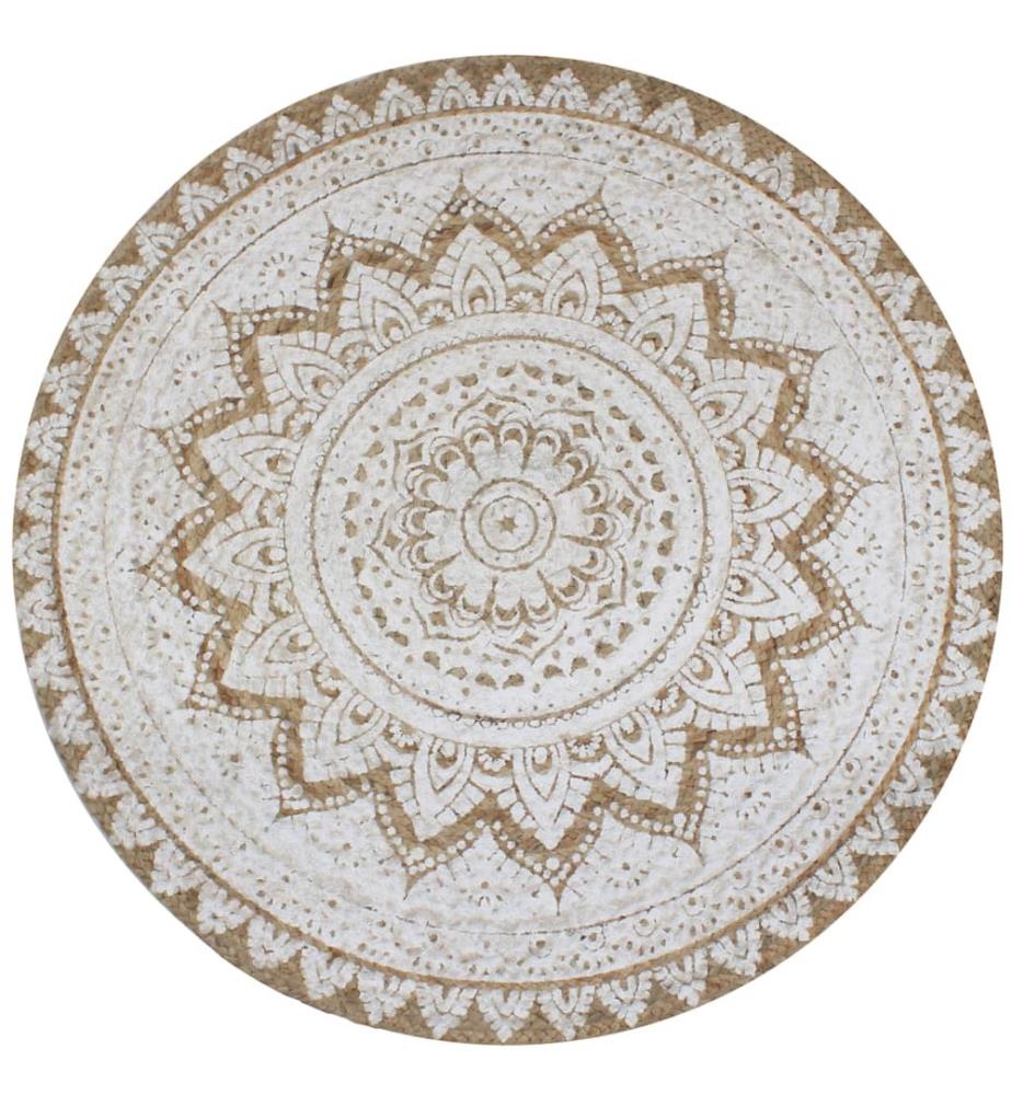 Tapis de sol Jute tressée imprimée 150 cm Rond
