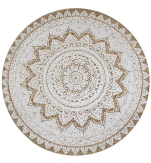Tapis de sol Jute tressée imprimée 150 cm Rond