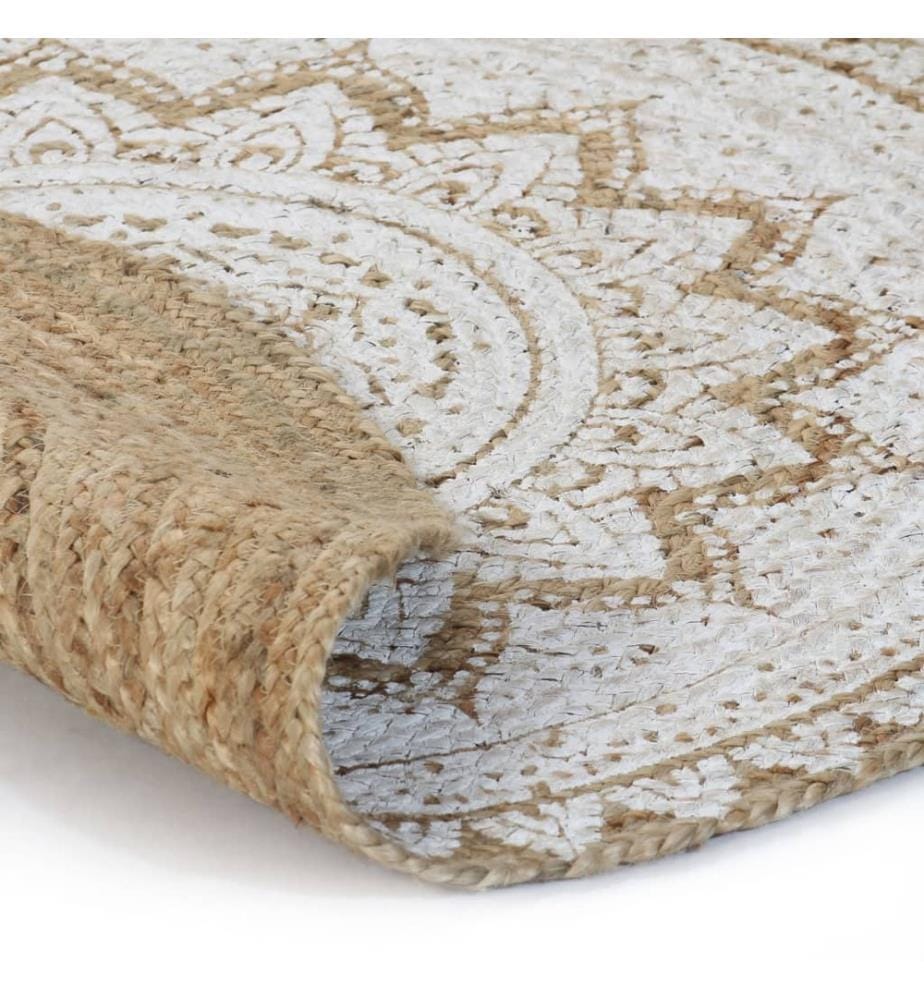 Tapis de sol Jute tressée imprimée 150 cm Rond